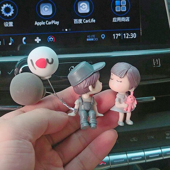 4PCS Cute Cartoon Couples Car Decoration Accessories Romantic Figurines Decor - Picture 7 of 12